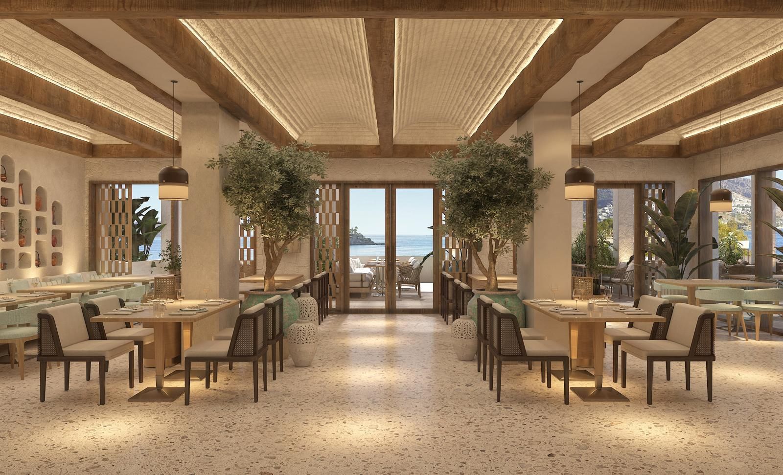 Ruins Luxury Resort'un modern tasarımlı, deniz ve havuz manzaralı deluxe odası