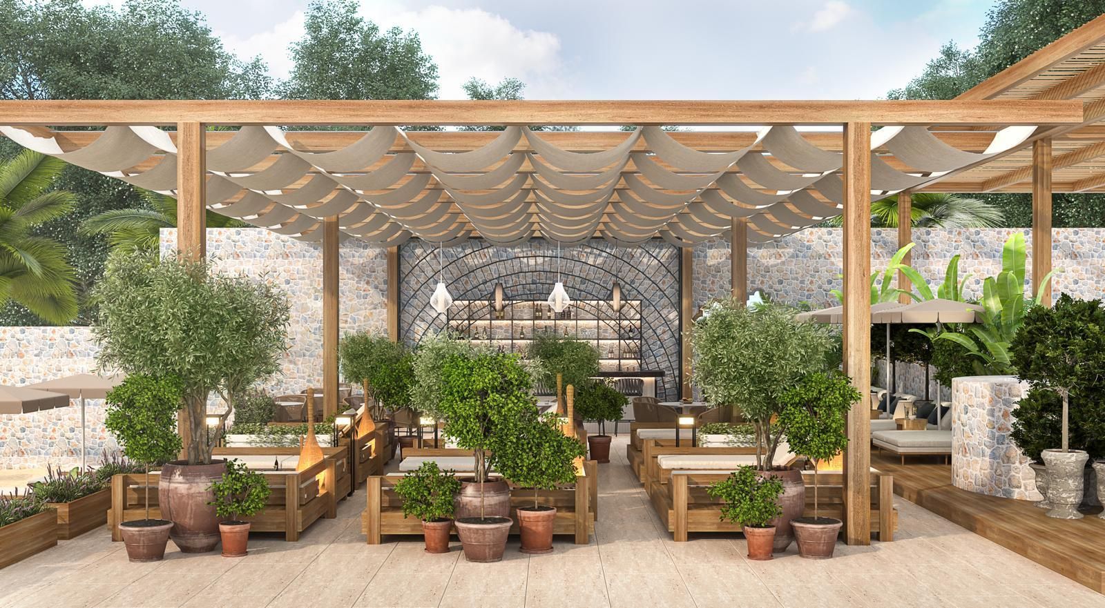 Ruins Luxury Resort'un modern tasarımlı, deniz ve havuz manzaralı deluxe odası