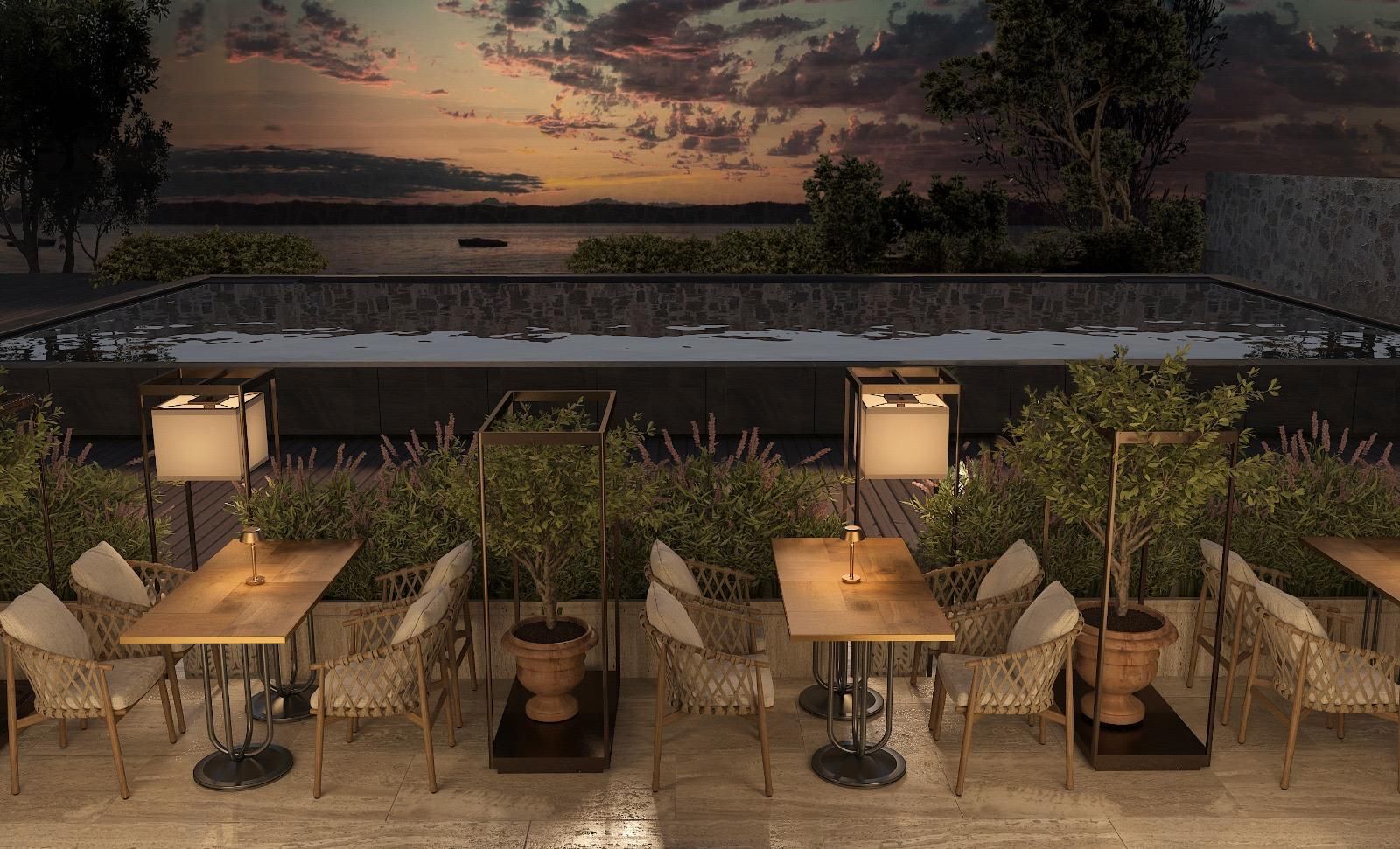 Ruins Luxury Resort'un modern tasarımlı, deniz ve havuz manzaralı deluxe odası