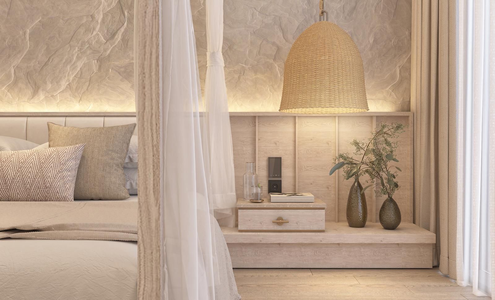 Ruins Luxury Resort'un modern tasarımlı, deniz ve havuz manzaralı deluxe odası