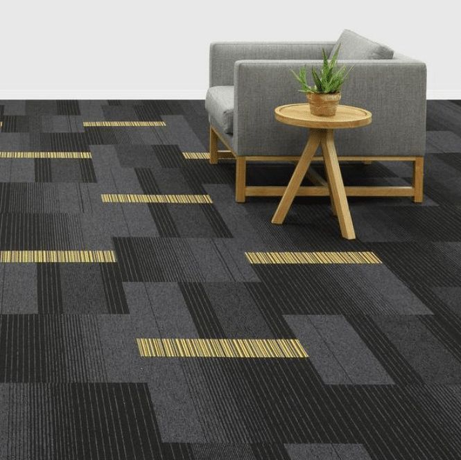 Grey And Yellow Carpet Tile With A Sofa On It — Cairns Floors and More In Bungalow, QLD