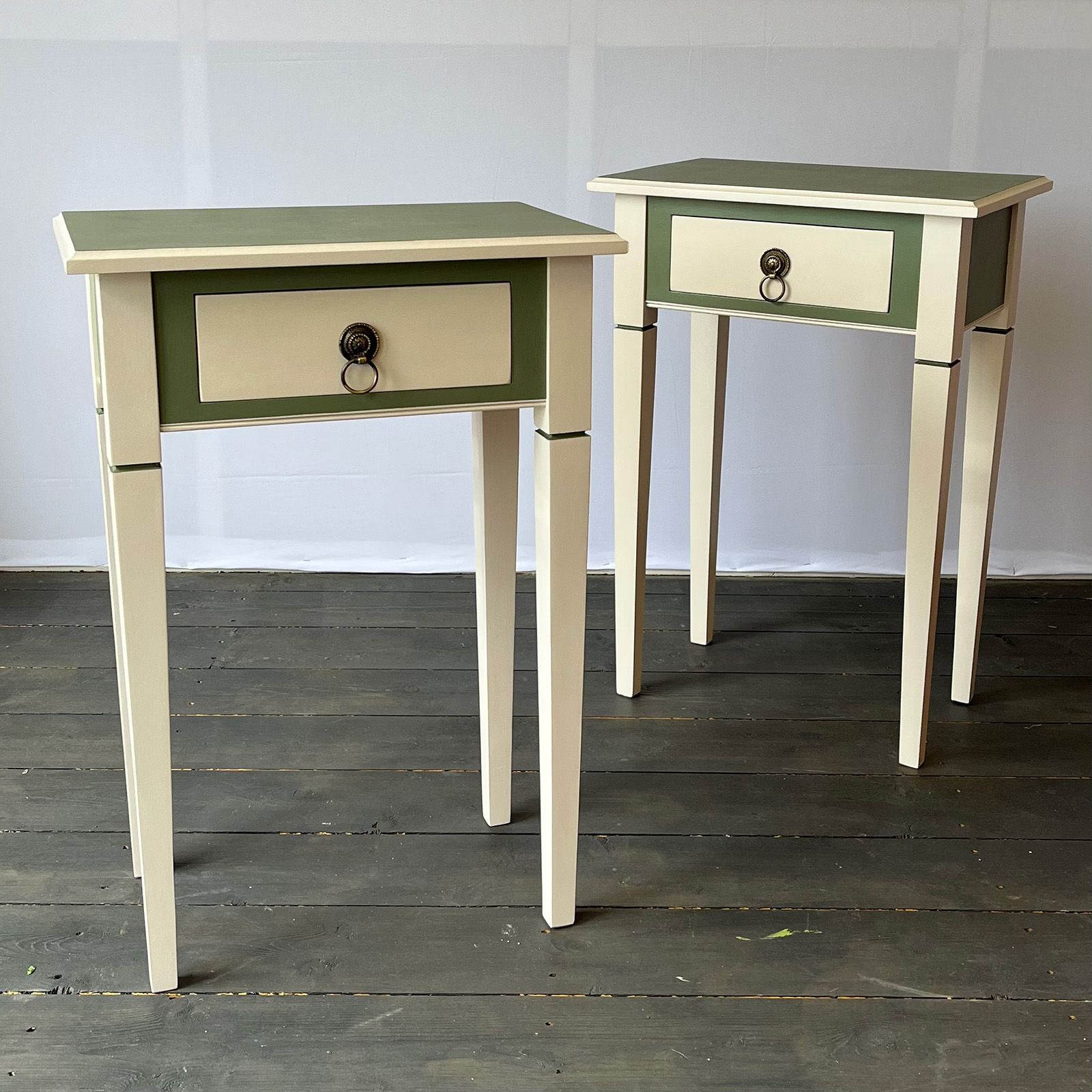 Bedside tables in Deep Adam Green by  Helen Bateman Upcycled