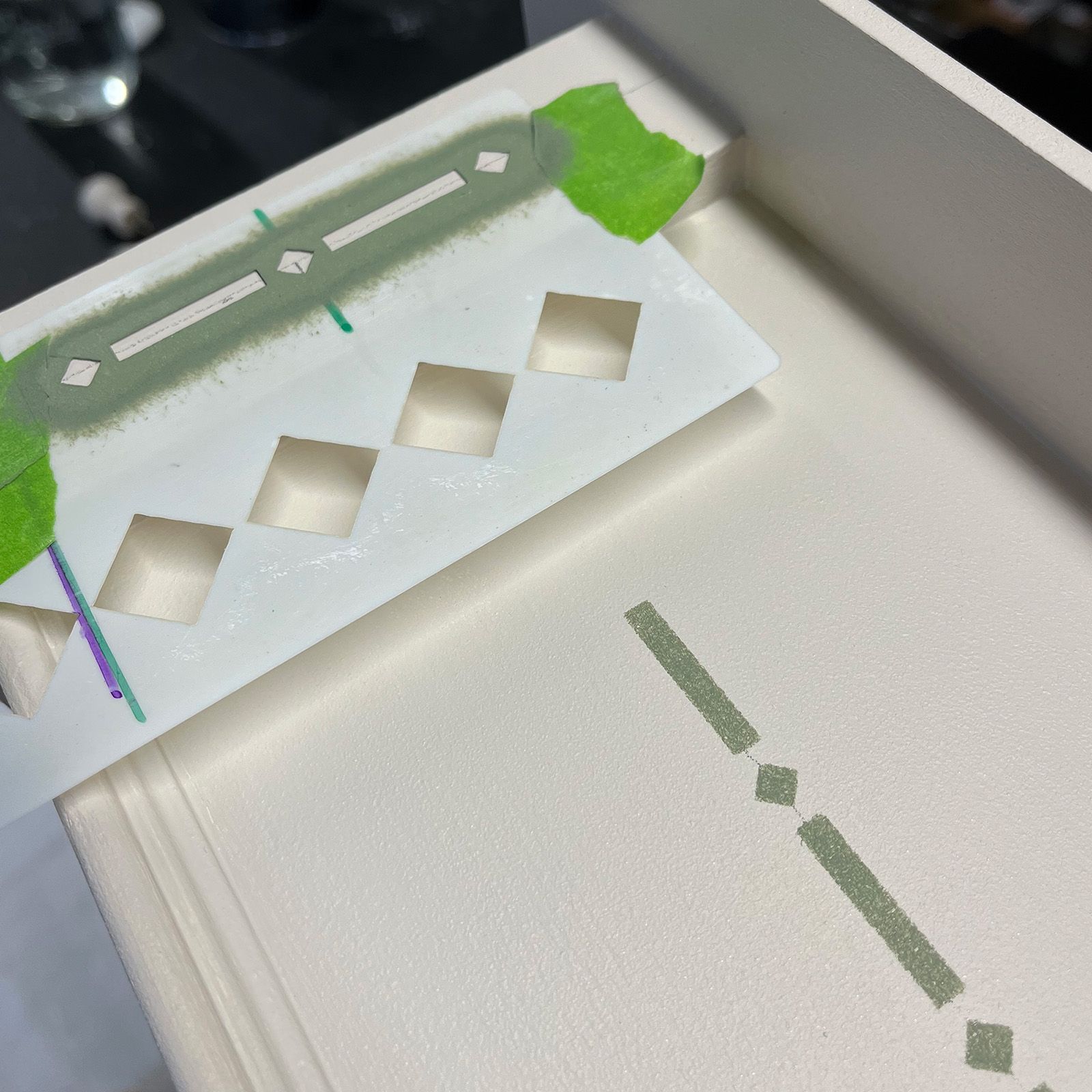 Deep Adam Green motif on Pale Cashmere