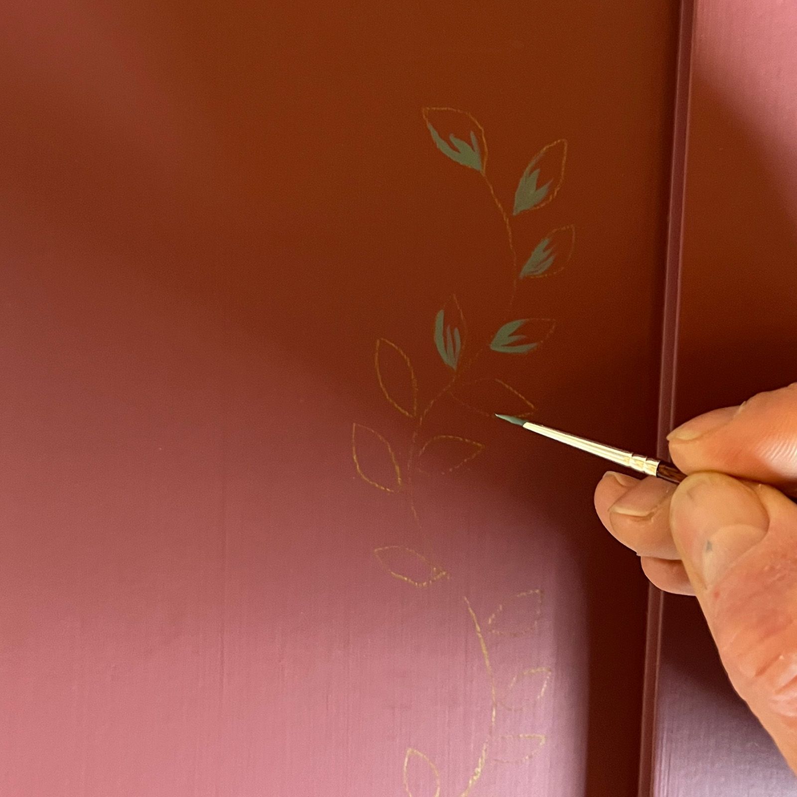 Burgundy & Gold Armoire by Helen Bateman Upcycled