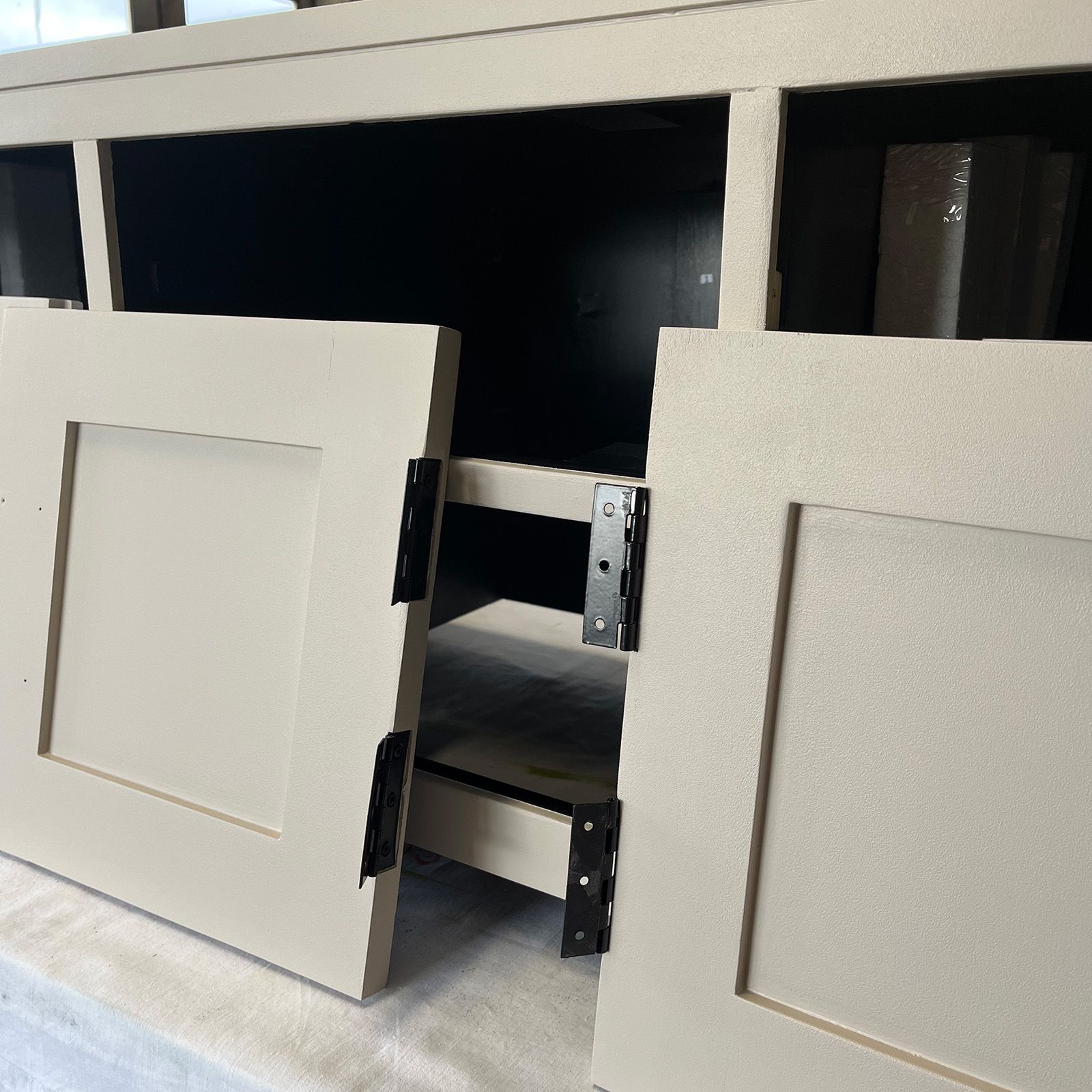 Chinese sideboard upcycled in taupe by Helen Bateman.