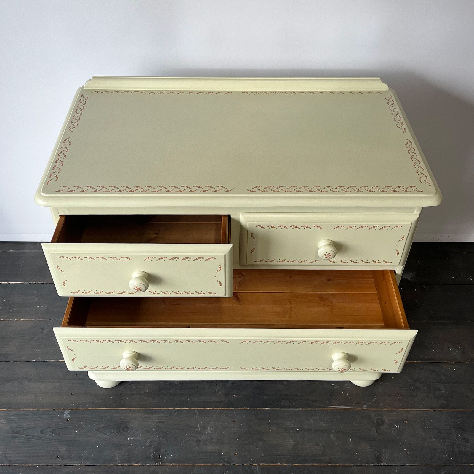 Eau De Nil drawers upcycled by Helen Bateman