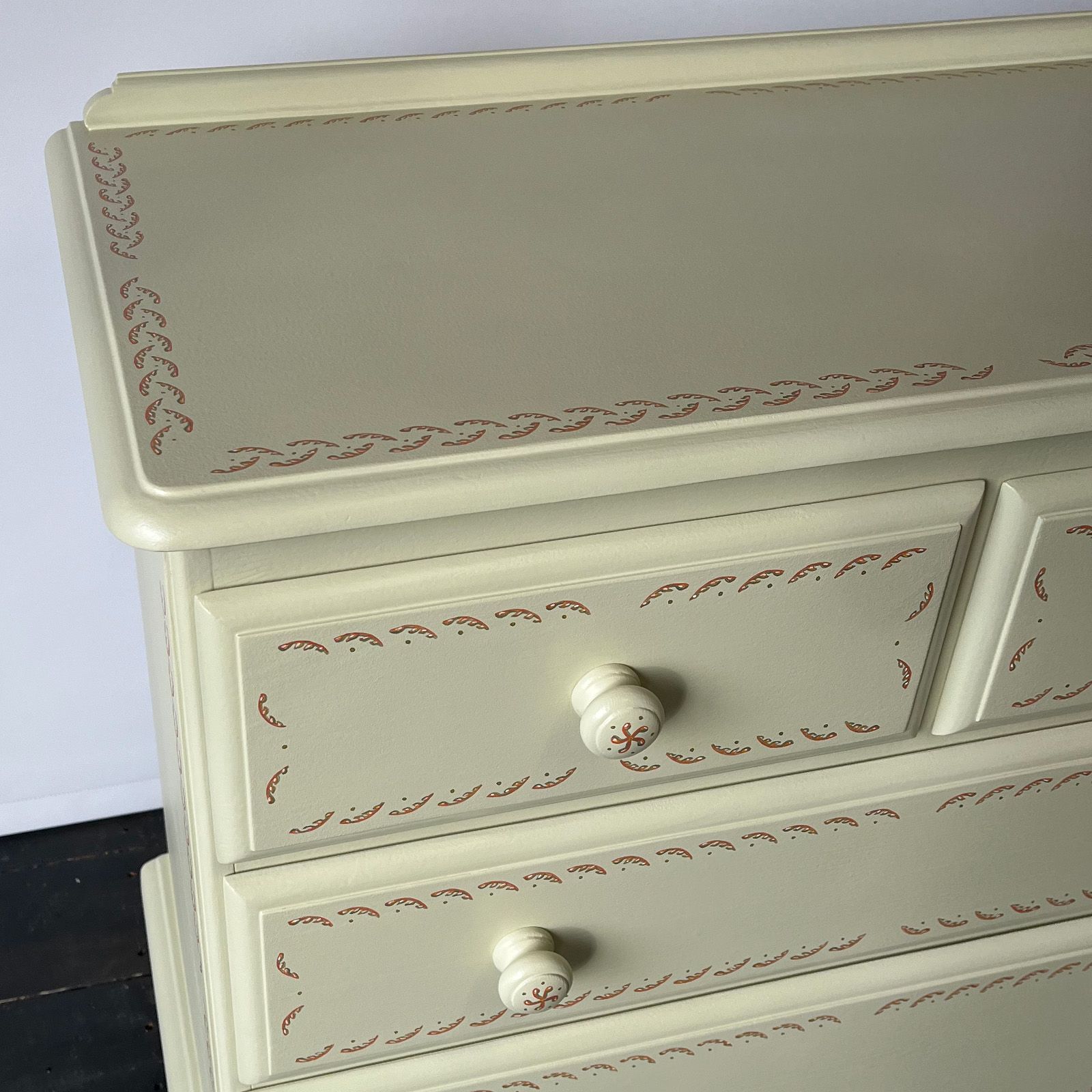 Eau De Nil drawers upcycled by Helen Bateman