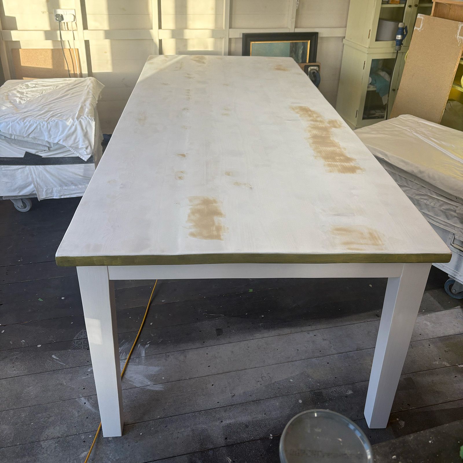 Rustic dining table painted by Helen Bateman Upcycled