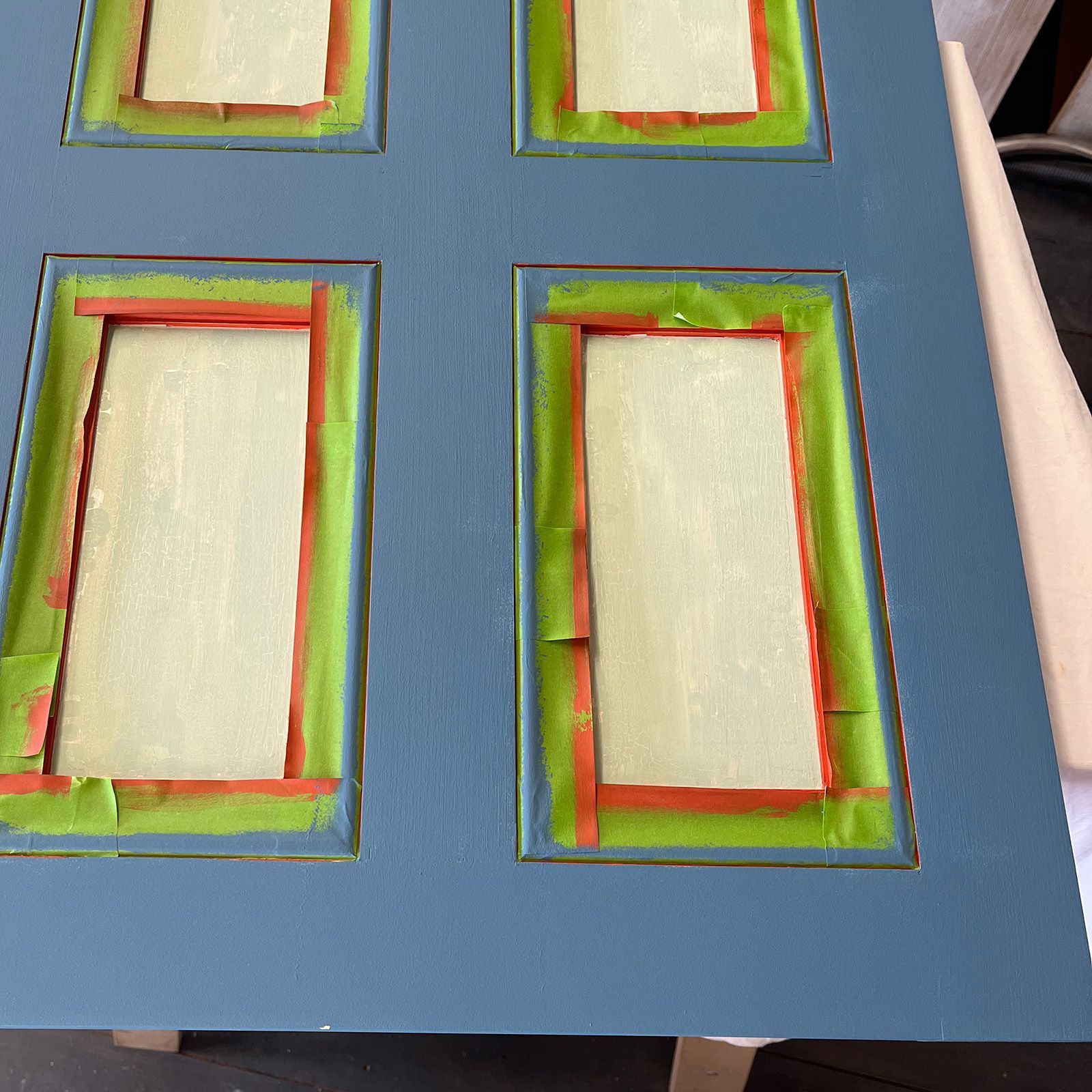 Blue facings on stair gates