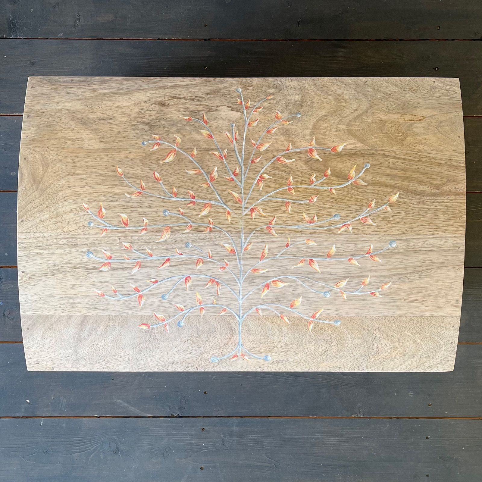 Lid of wedding chest upcycled in Helen Bateman's Edinburgh studio.