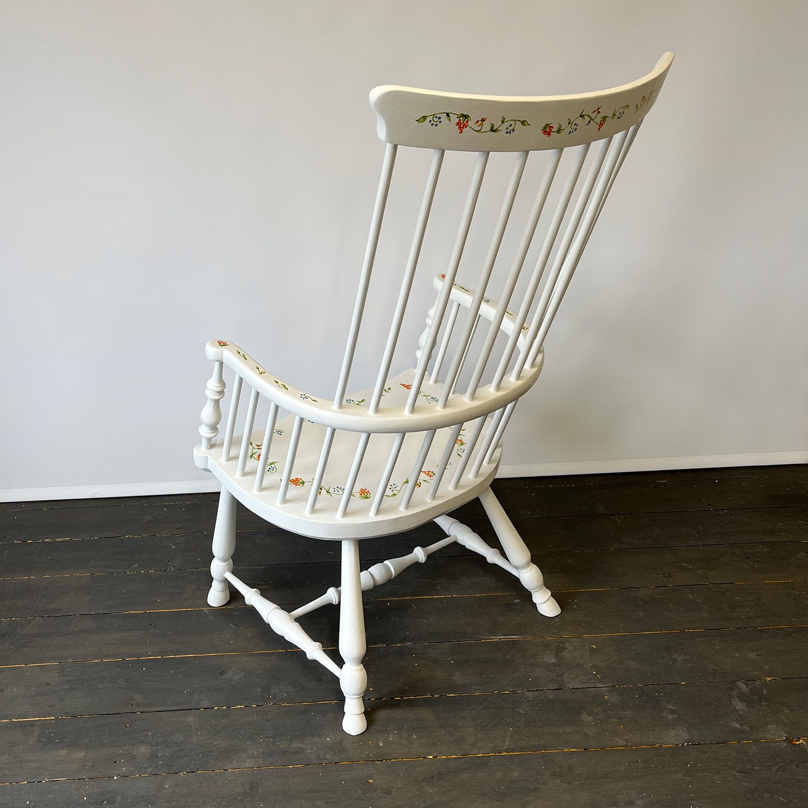 Upcycled  Windsor chair back with berry design