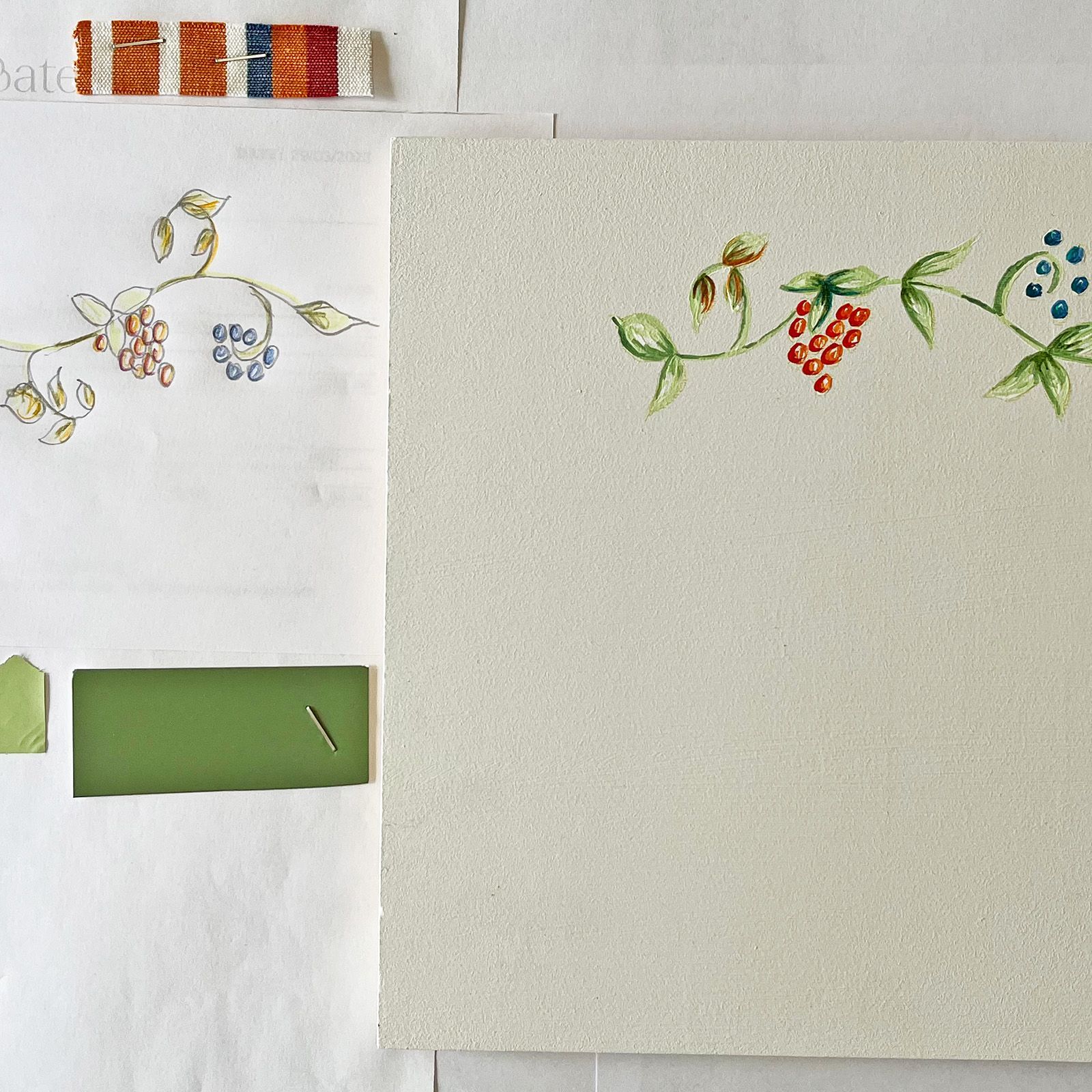 Design idea of Berries to match clients colour palate.