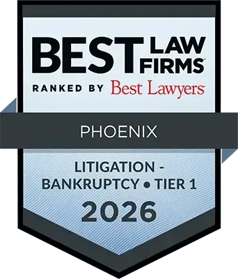 Best Law Firms Ranked By Best Lawyers badge, 2026 Bankruptcy, Tier 1, Phoenix Best Law Firms Ranked By Best Lawyers badge, 2026 Bankruptcy, Tier 1, Phoenix