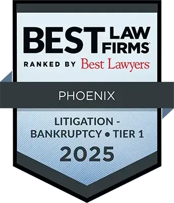 Best Law Firms Ranked By Best Lawyers badge, 2025 Bankruptcy, Tier 1, Phoenix Best Law Firms Ranked By Best Lawyers badge, 2025 Bankruptcy, Tier 1, Phoenix