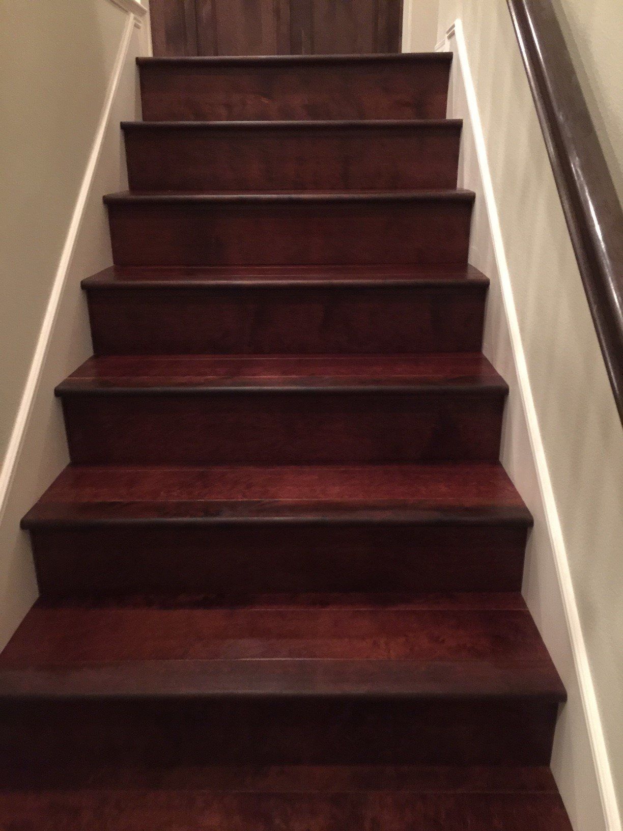 Combination of Dark Red and Brown Floor Staircase — Riverside, CA — Vallin Bros Contractors