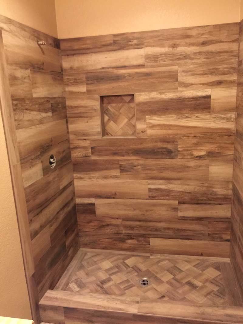 Brown Wooden Style Shower Room — Riverside, CA — Vallin Bros Contractors