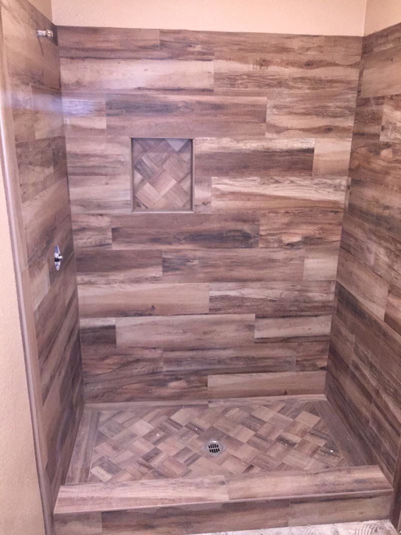 Wooden Style Shower Room — Riverside, CA — Vallin Bros Contractors
