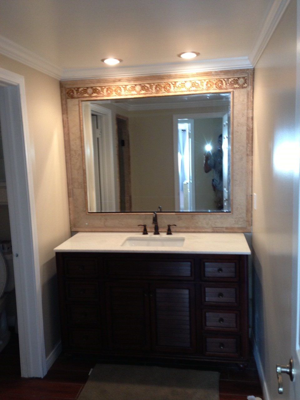 Wooden Cabinet in Bathroom — Riverside, CA — Vallin Bros Contractors