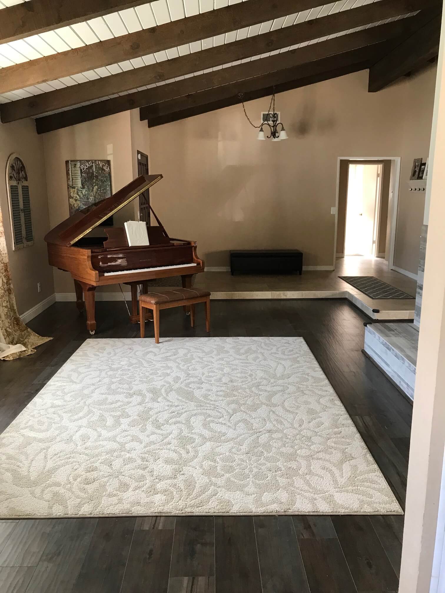 Wooden Floor with White Carpet — Riverside, CA — Vallin Bros Contractors