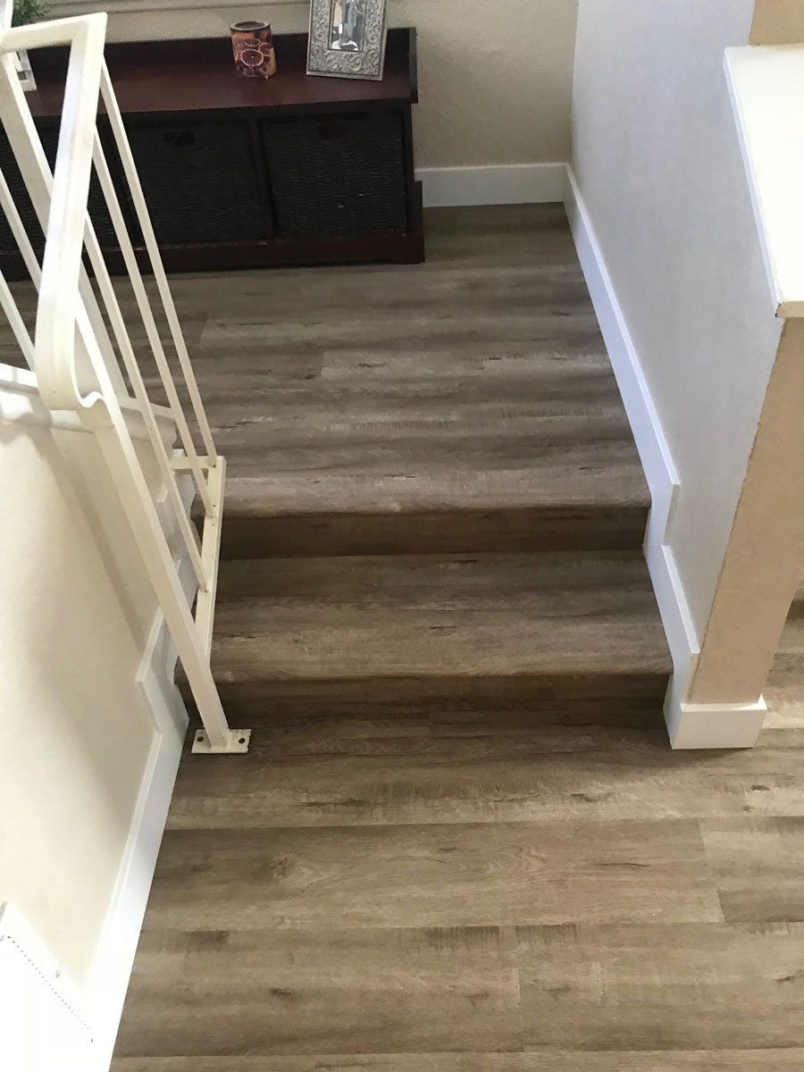Stair with New Vinyl Floor — Riverside, CA — Vallin Bros Contractors