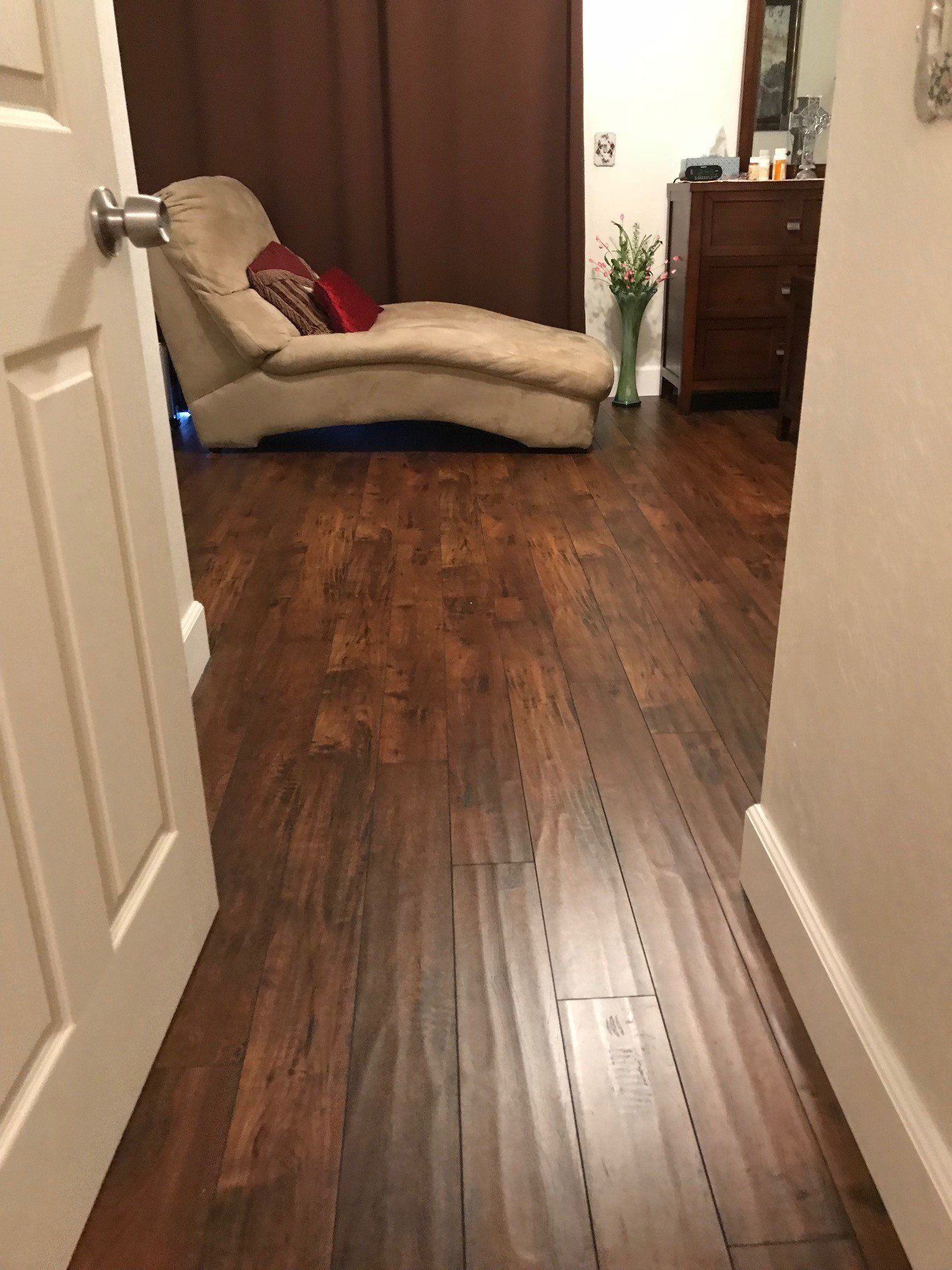Wood Floor Design and Couch — Riverside, CA — Vallin Bros Contractors