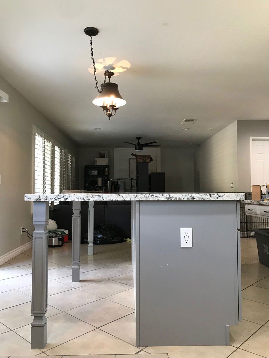 Side View of Gray Kitchen — Riverside, CA — Vallin Bros Contractors