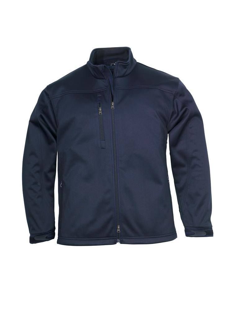 Navy Blue Softshell Jacket With a Full Zipper, Standing Upright — Workwise Clothing Forster in Forster, NSW