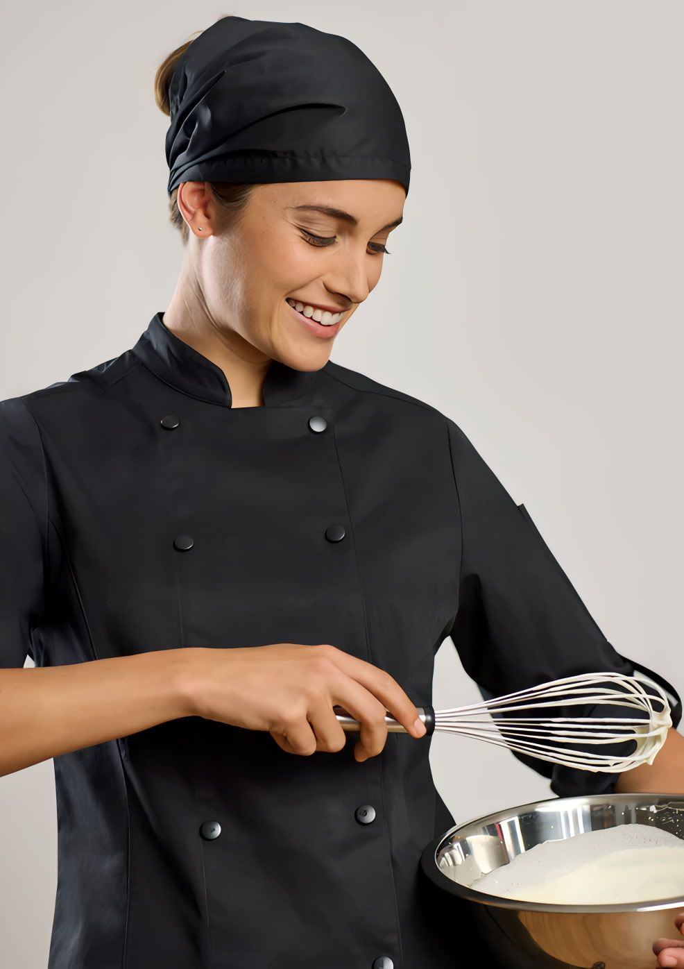Woman in Black Chef's Uniform — Workwise Clothing Forster in Forster, NSW