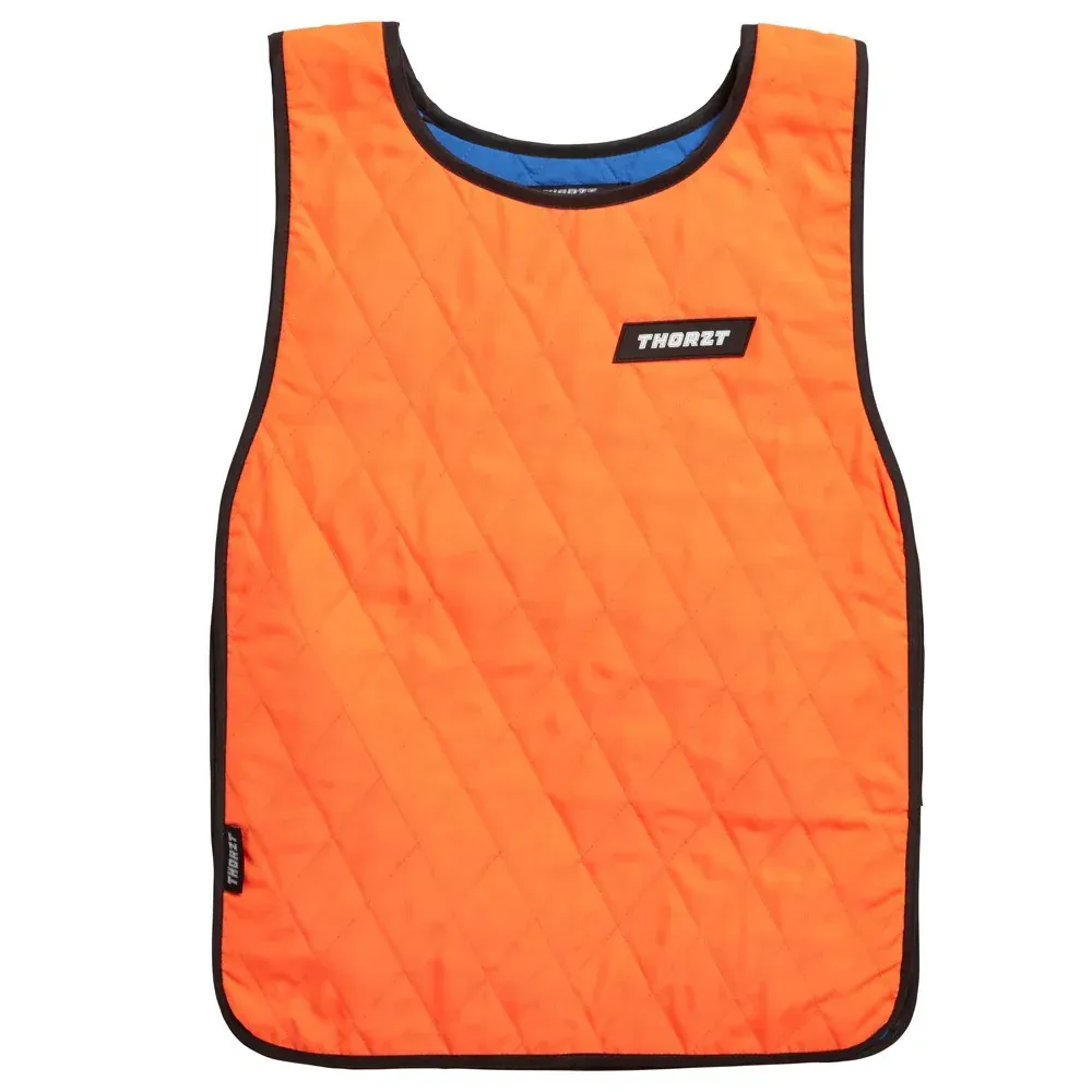 Orange Quilted Vest With Black Trim and Logo — Workwise Clothing Forster in Forster, NSW