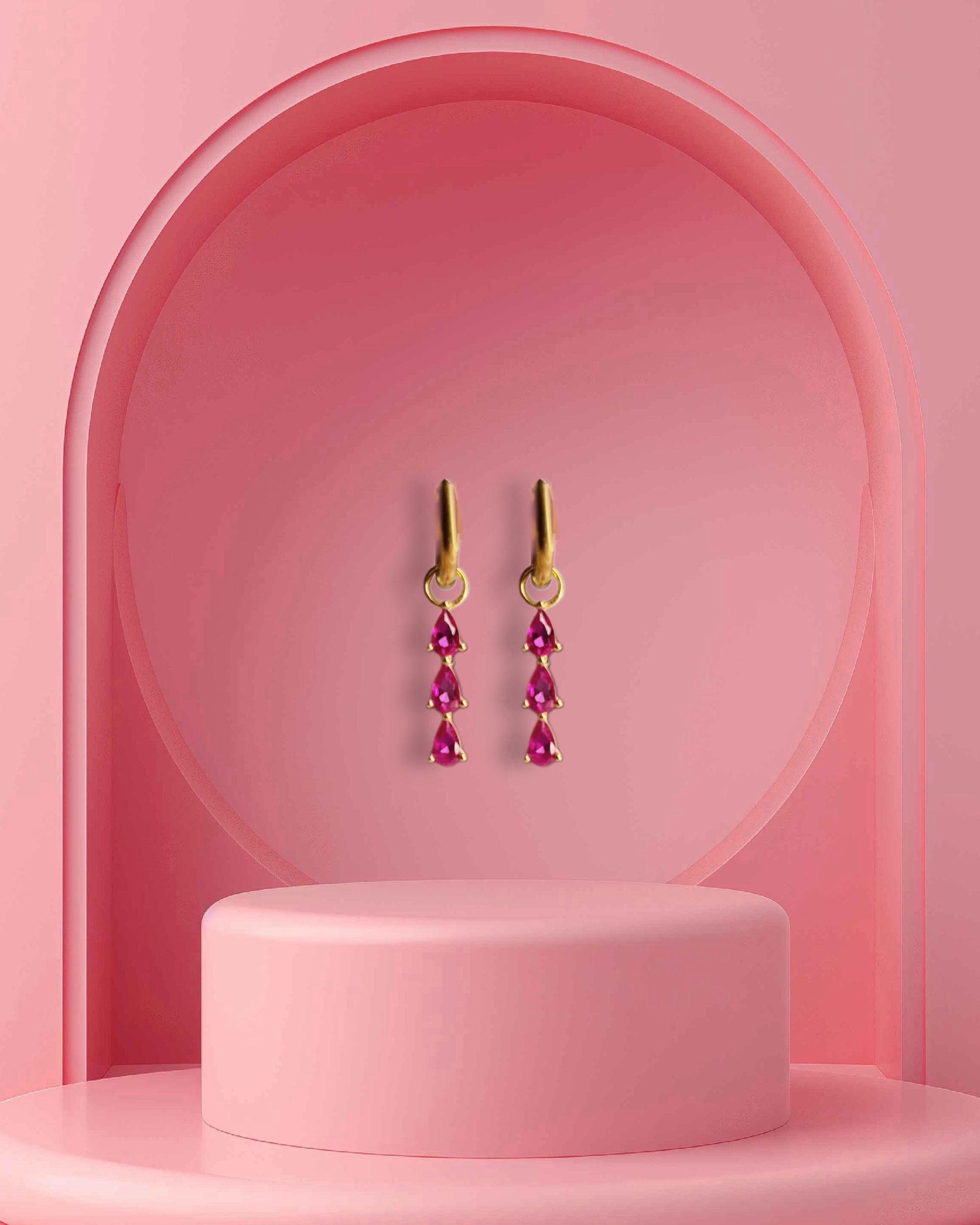 Oorbellen met roze hanger