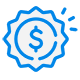 A blue and white icon with a dollar sign in the center.