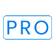 A blue pro logo on a white background.