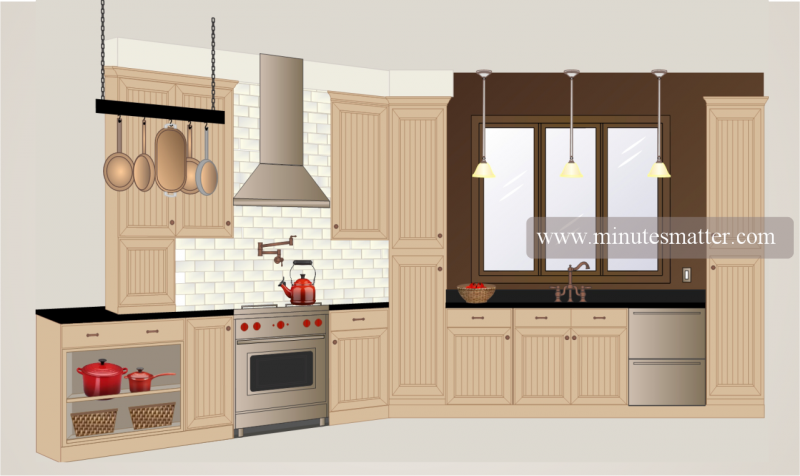 An illustration of a kitchen with the website www.minutesmarter.com