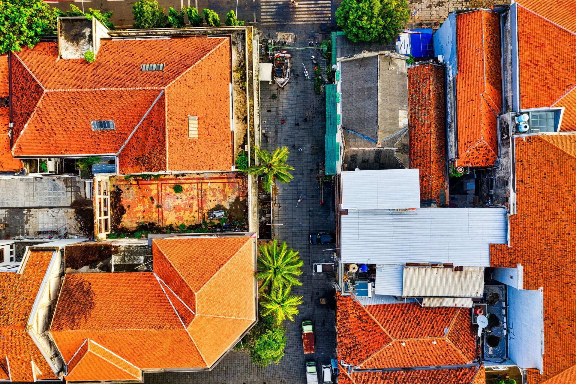 A roof with red clay tiles
