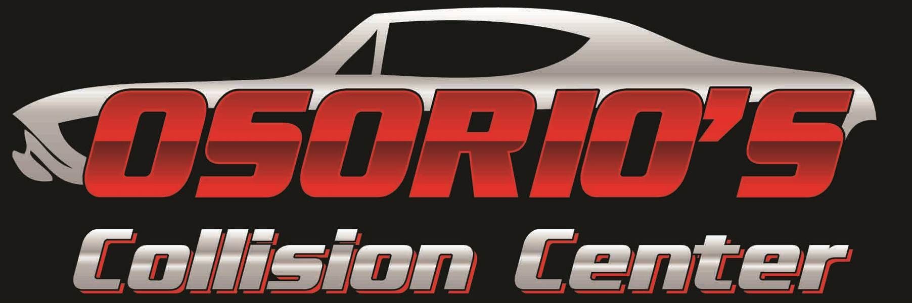 Logo for Osorio's Collision Center featuring a car outline and red text on a black background.