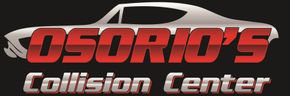 Logo for Osorio's Collision Center featuring a car outline and red text on a black background.
