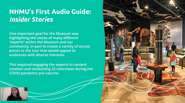 A still from the NHMU webinar about their first audio guide