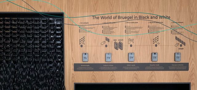 Language identifiers and the explanation of how the podcatcher works in The World of Bruegel exhibition