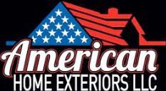 the logo for american home exteriors llc has an american flag on it .