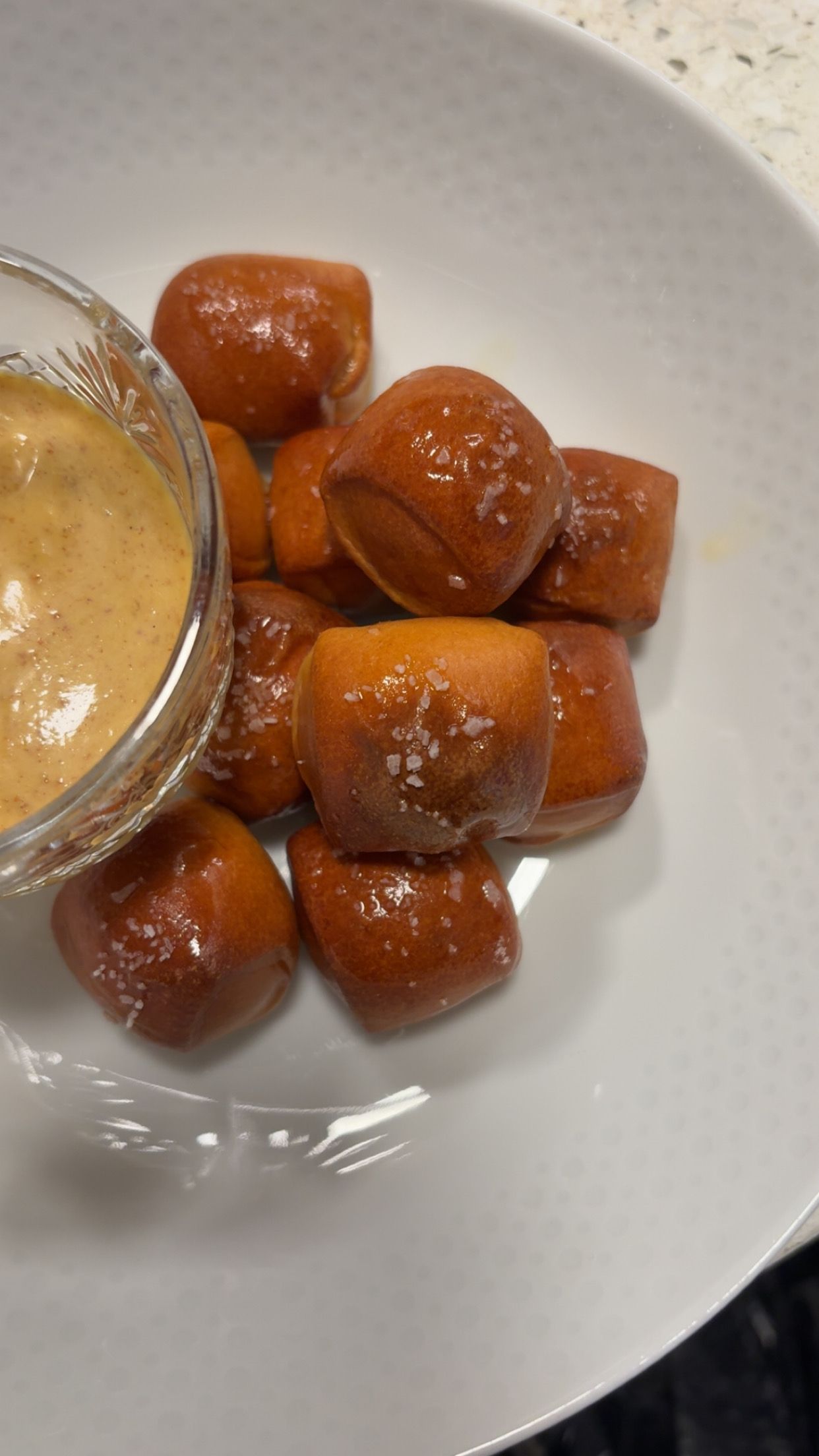 Homemade Sourdough Pretzel Bites with Miso Honey Mustard and Brown Butter