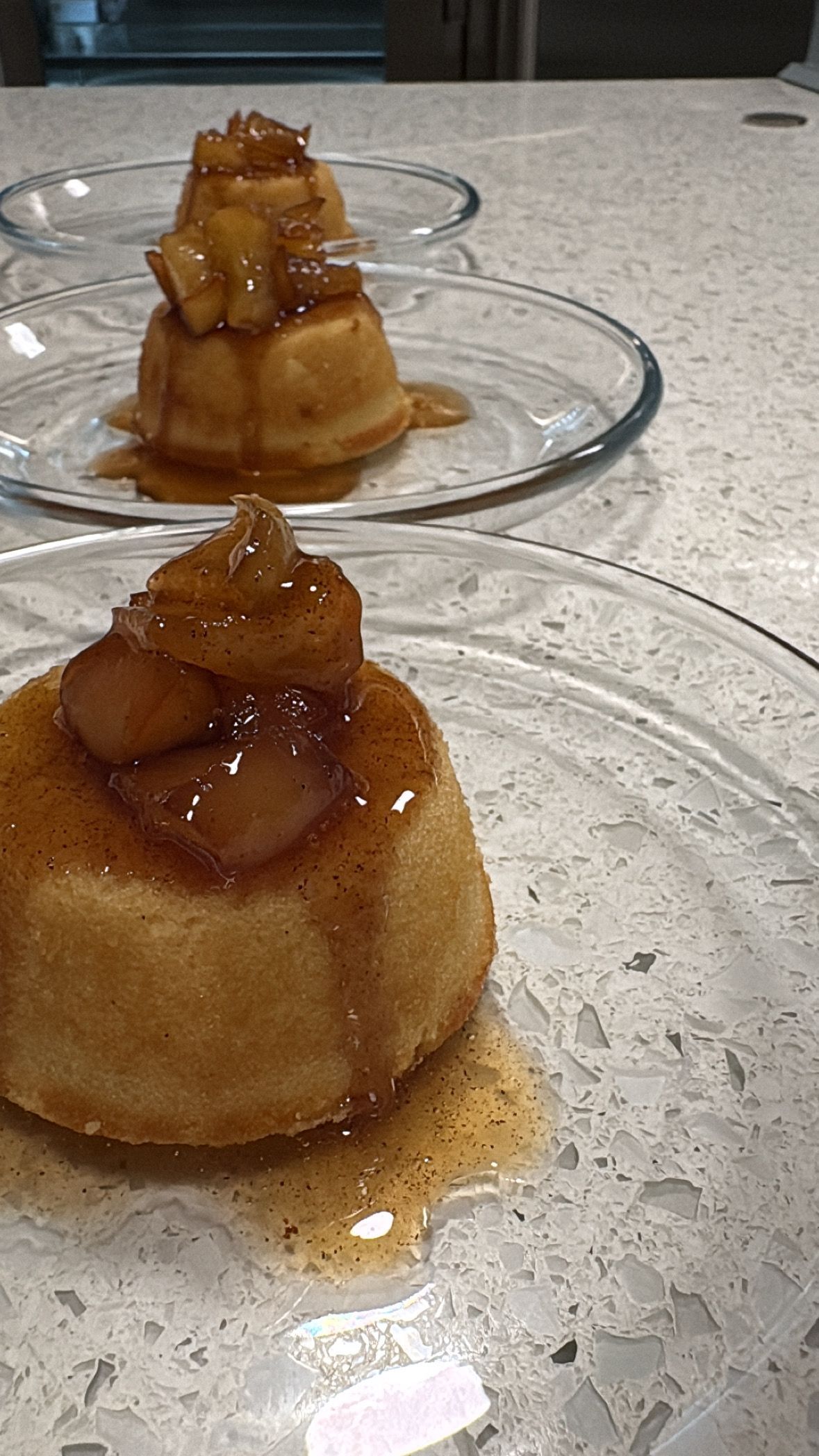 Brown Butter Olive Oil Cake topped with Caramelized Apples & Cider Caramel