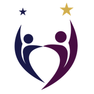 A couple of people standing next to each other with a star in the middle.