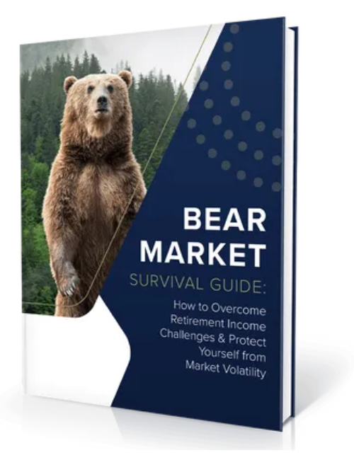 A bear is on the cover of a book titled bear market survival guide