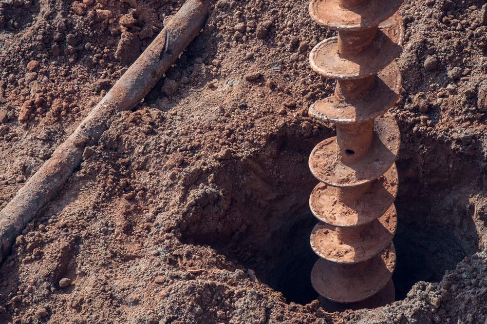 Drilling Pier Hole — Earthworks in Corowa, NSW