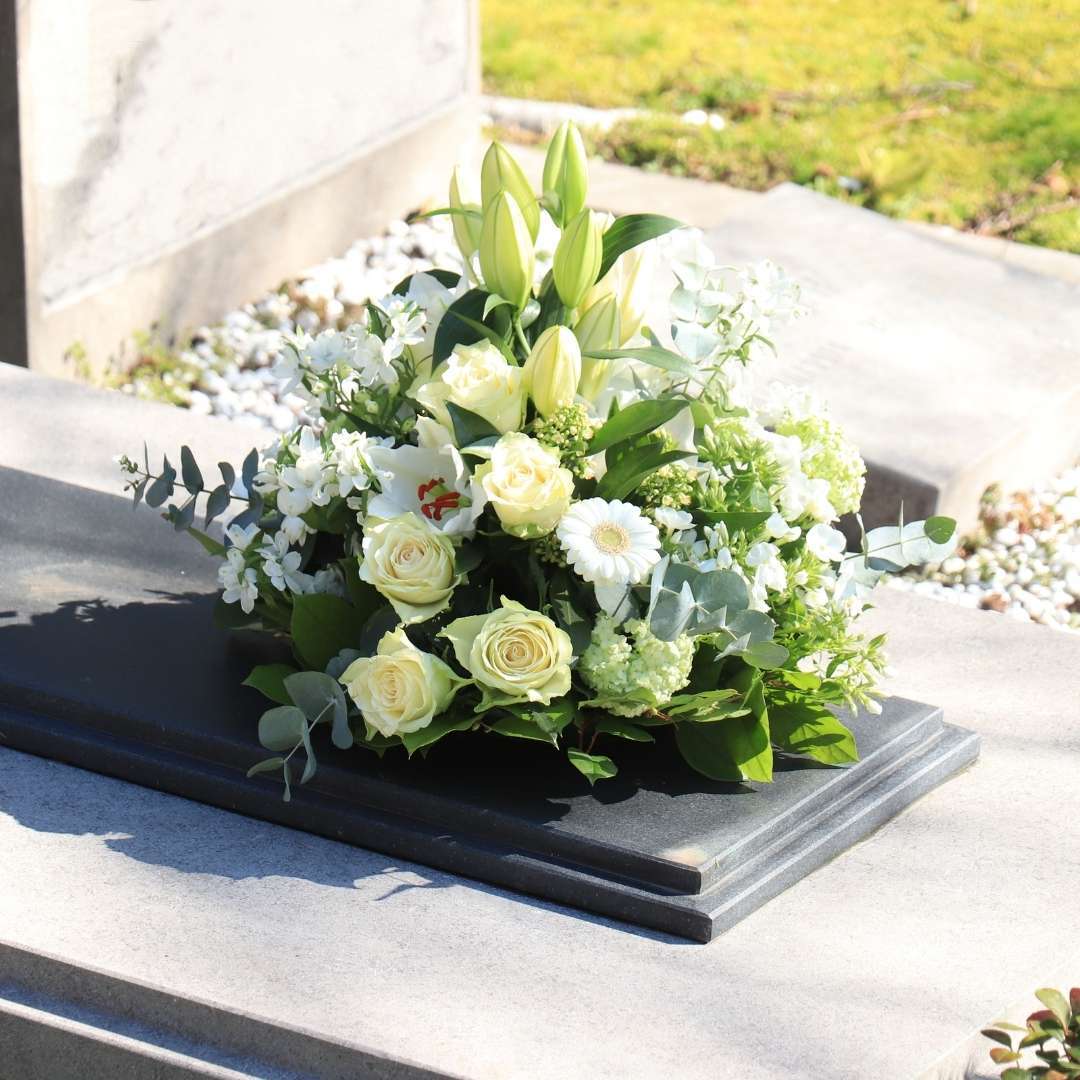 flowers on grave