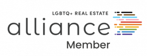 A blue realtor logo on a white background