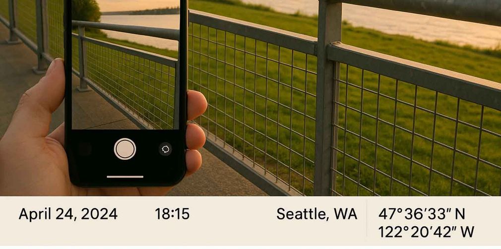 A person is taking a picture of a fence in seattle