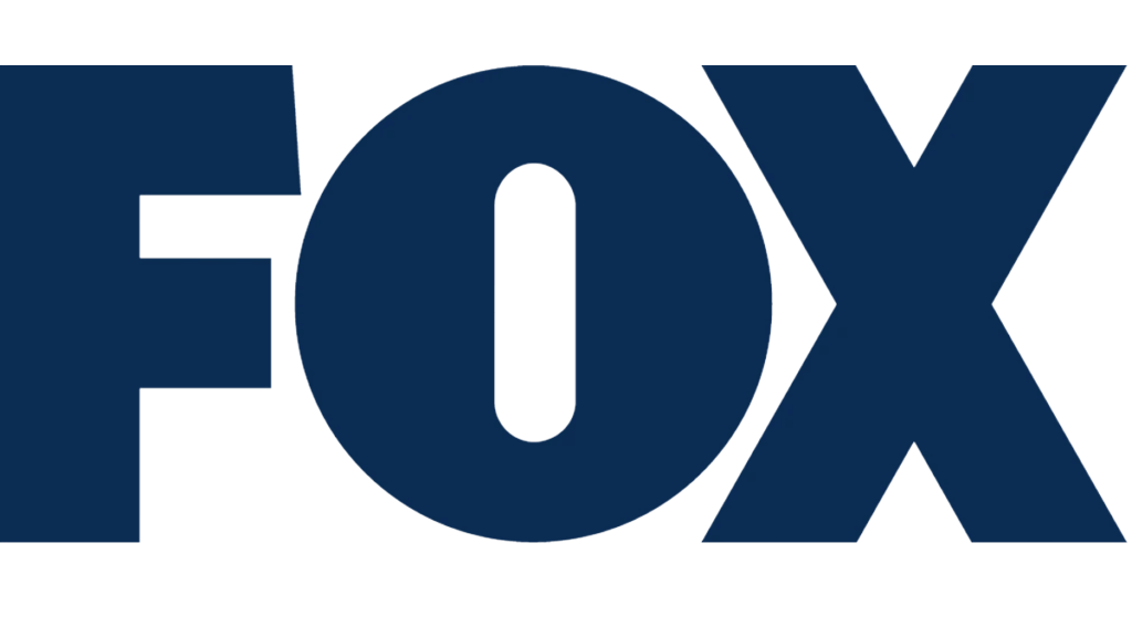 A blue fox logo on a white background