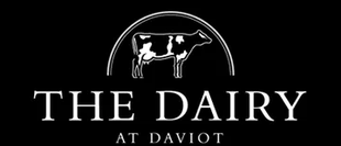 A black and white logo for the dairy at daviot