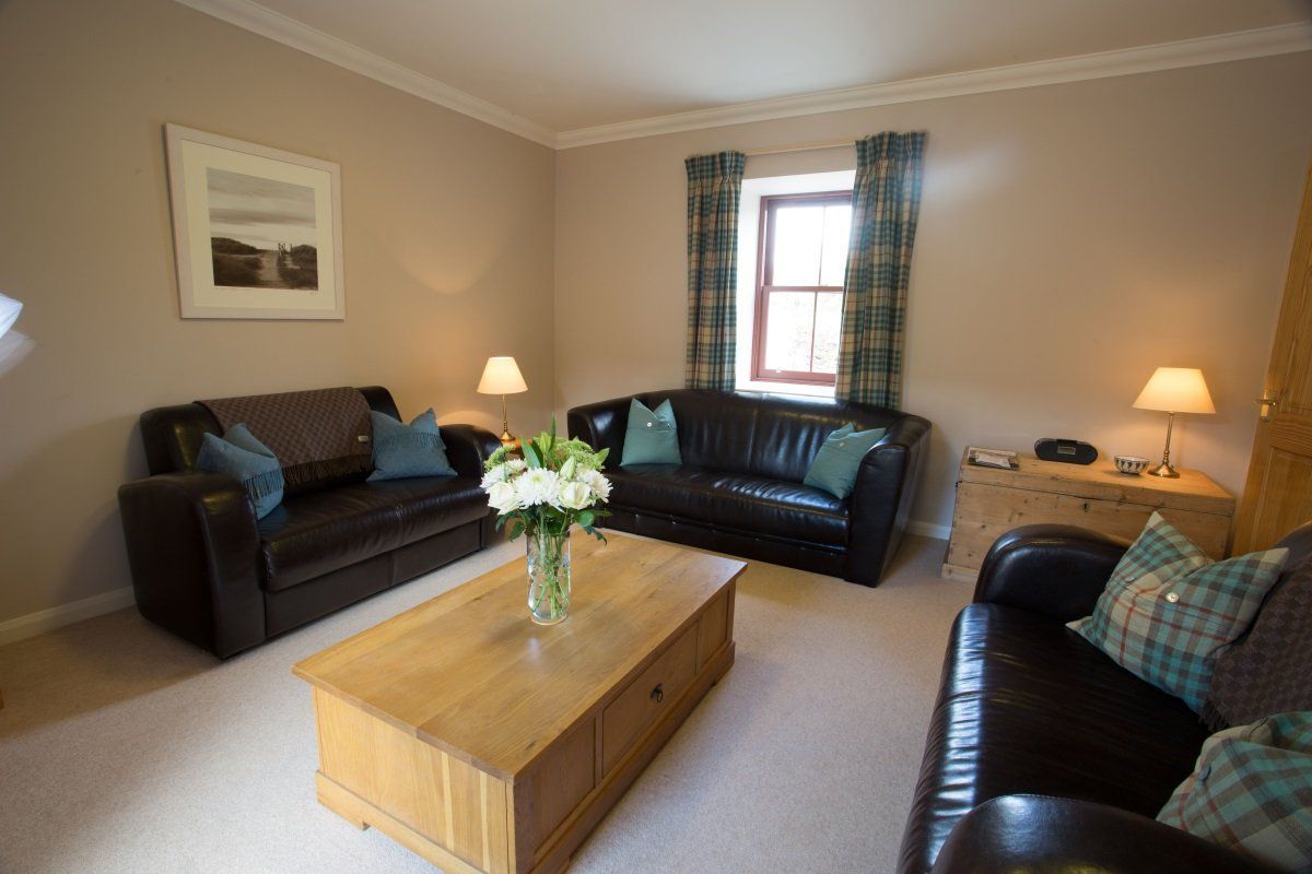 A living room with two couches and a coffee table.